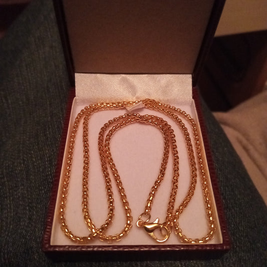 18K Gold Plated Zinc Alloy Box Link Chain